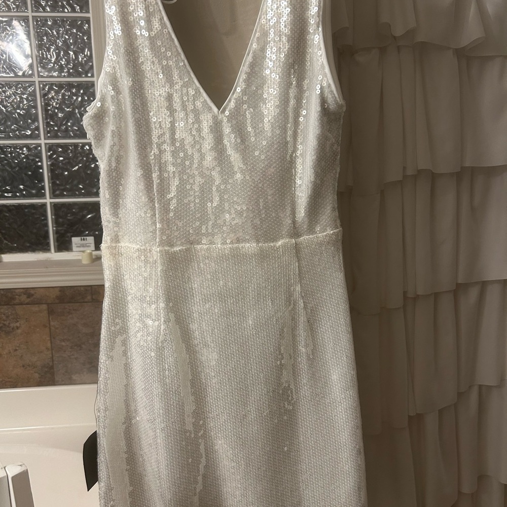 Elegant White Sequin Dress